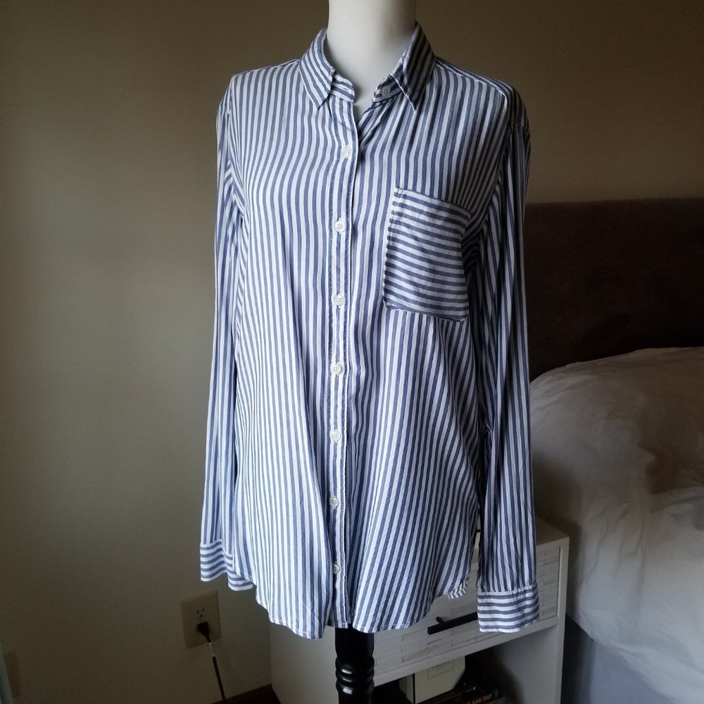 Striped Blue and White Women's Top